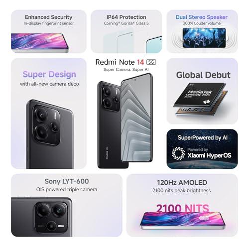 Redmi Note 14 5G (Titan Black, 8GB RAM 256GB Storage) Refurbished