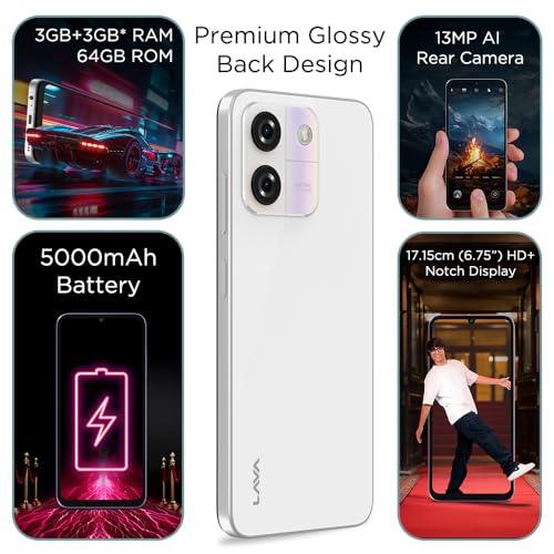 Lava O3 (Glossy White, 3 GB RAM, 64 GB Storage) | Biggest 6.75" HD+ Display Refurbished