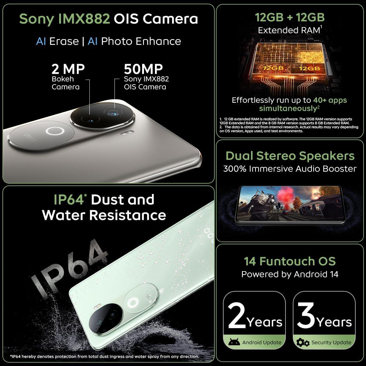 iQOO Z9s 5G (Onyx Green, 8GB RAM, 128GB Storage) | 120 Hz 3D Curved AMOLED Display | 5500 mAh Ultra-Thin Battery | Dimesity 7300 5G Processor | Sony IMX882 OIS Camera with Aura Light - Triveni World