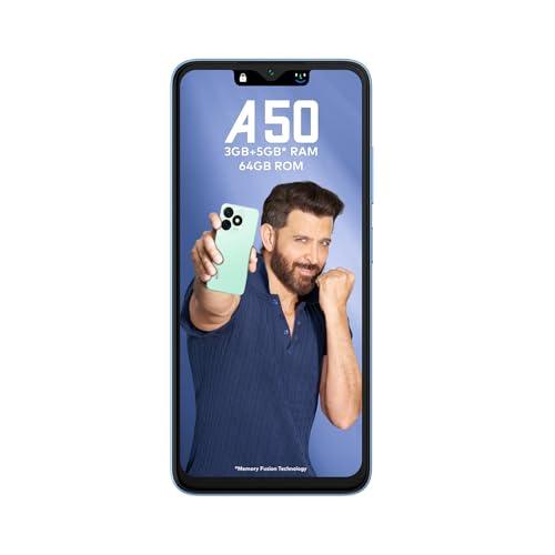 itel A50|6.6" HD+ Display with Dynamic Bar| 3GB RAM +64GB ROM, Upto 8GB RAM with Memory Fusion|Octacore Processor|8MP AI Dual Rear Cam|5000 mAh Battery | Cyan Blue - Triveni World