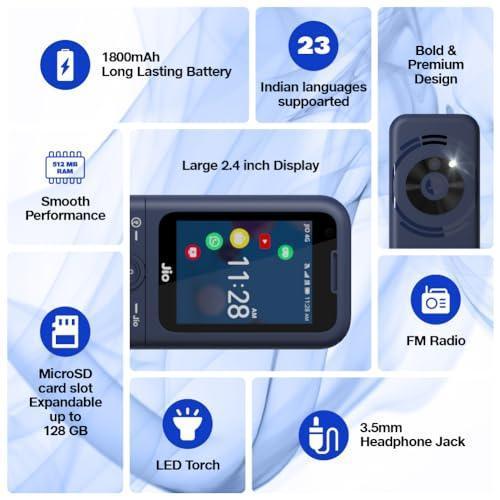 JioPhone Prima 4G Keypad Phone with Premium Design, YouTube, Whatsapp, JioTV, JioCinema, JioSaavn, JioPay(UPI), Video Calling, LED Torch, Digital Cameras | Blue | Locked for JioNetwork - Triveni World