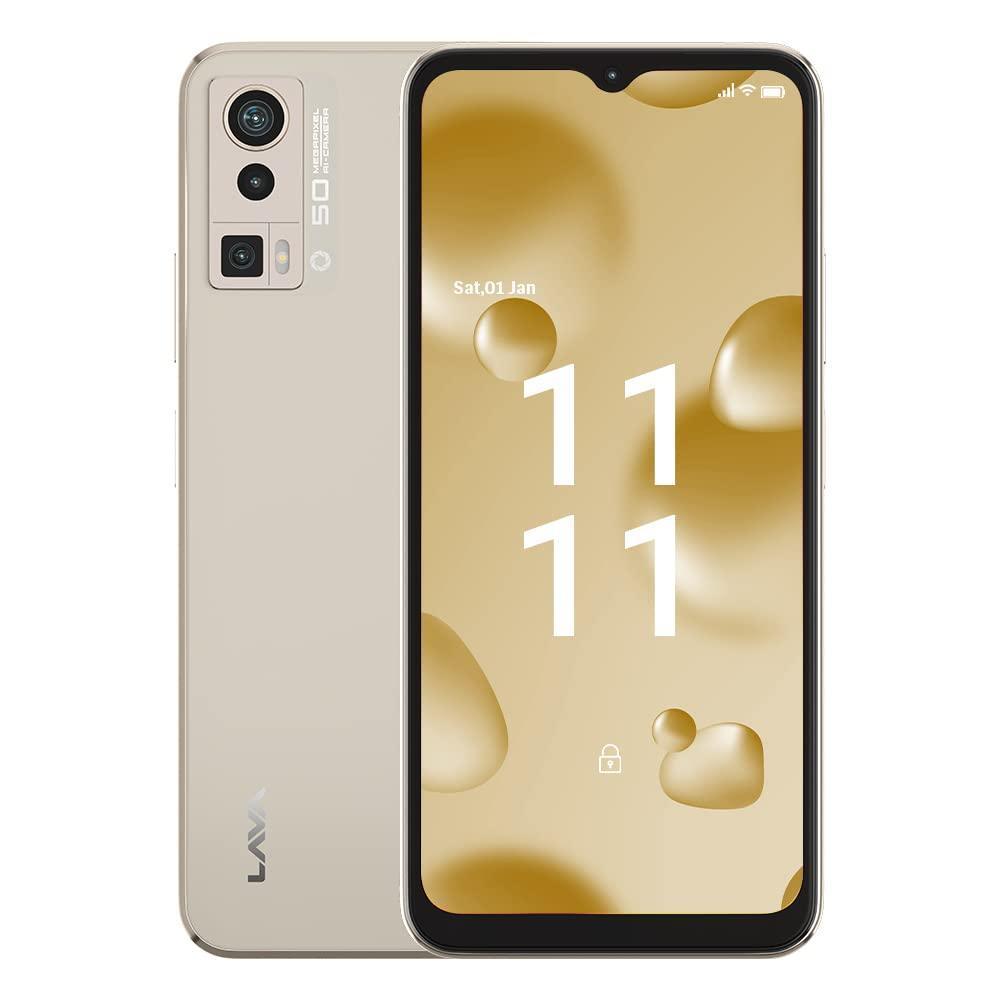 Lava Blaze Pro (Glass Gold, 6GB RAM, 128GB Storage)| 50 MP AI Triple Camera| 2.3 Ghz Octa Core MTK Helio G37 |Side Fingerprint Sensor| Upto 9GB Expandable RAM - Triveni World