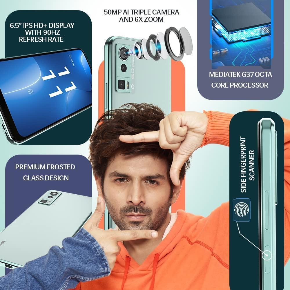 Lava Blaze Pro (Glass Green, 4GB RAM, 64GB Storage)| 50 MP AI Triple Camera| 2.3 Ghz Octa Core MTK Helio G37 |Side Fingerprint Sensor| Upto 7GB Expandable RAM - Triveni World