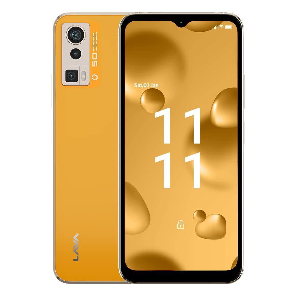 Lava Blaze Pro (Glass Orange, 6GB RAM, 128GB Storage)| 50 MP AI Triple Camera| 2.3 Ghz Octa Core MTK Helio G37 |Side Fingerprint Sensor| Upto 9GB Expandable RAM - Triveni World