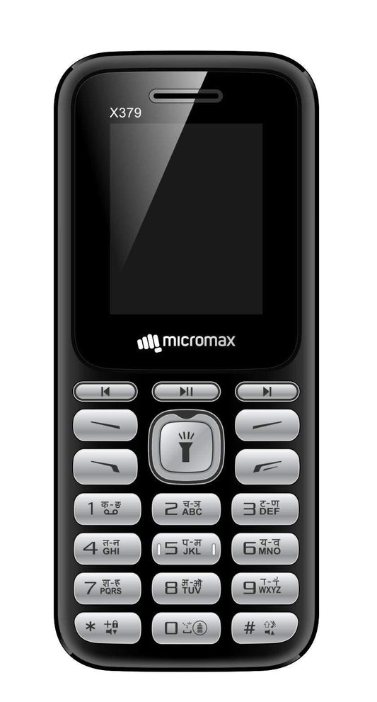 Micromax All-New X379 Sleek & Stylish | Keypad Mobile with 1.8" Screen | 21 Regional Langauge Support | Bright Torch| Wireless FM | Black & Grey - Triveni World