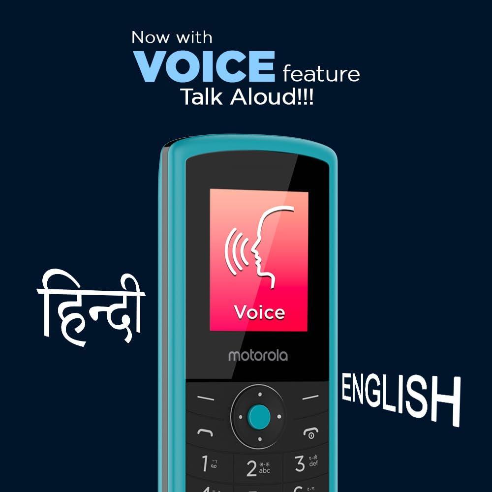 Motorola All-New A10 Dual Sim keypad Phone with Voice Feature | Long-Lasting Battery Backup | Wireless FM with Recording | Bluetooth Connectivity | Auto Call Recording | Teal Blue - Triveni World
