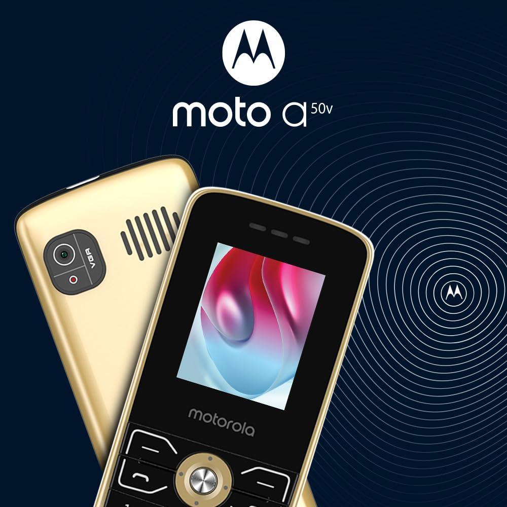 Motorola All-New A50 Dual Sim keypad Phone with Voice Feature | VGA Rear Camera | 1750 mAh Powerful Battery - upto 10 Days standby Time| 6 Indian Languages Input Support | Gold - Triveni World