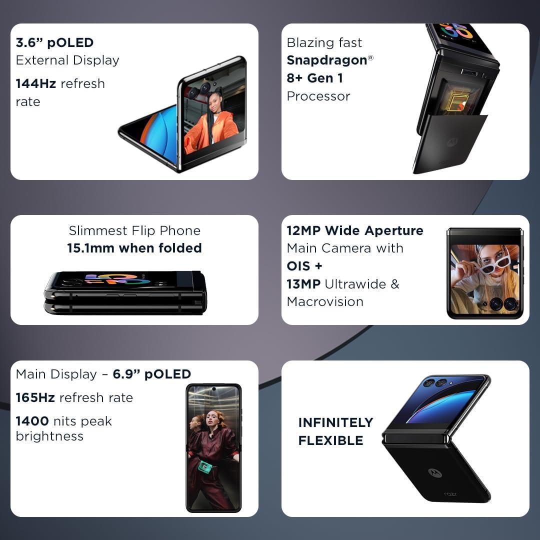 Motorola razr 40 Ultra (Infinite Black, 8GB RAM, 256GB Storage) | 3.6" External AMOLED Display | 6.9" AMOLED 165Hz Display | 32MP Selfie Camera |30W TurboPower Charging | Android 13 - Triveni World