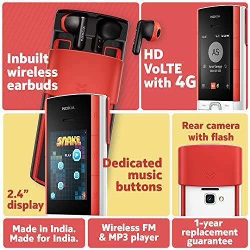 Nokia 5710 XpressAudio keypad Phone, with inbuilt Wireless Earbuds, MP3 Player, Wireless FM Radio, Dedicated Music Buttons, and Bigger Battery | White - Triveni World