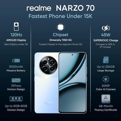 realme NARZO 70 5G(Ice Blue,6GB RAM, 128GB Storage | Dimensity 7050 5G Chipset | 120Hz AMOLED Display | 50MP Primary Camera | 45W Charger in The Box - Triveni World
