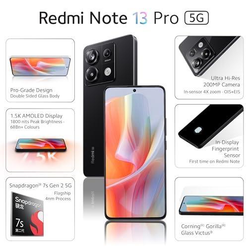 Redmi Note 13 Pro (Midnight Black, 8GB RAM, 128GB Storage) | 1.5K AMOLED | 200MP Hi-Res Camera | Flagship 4nm SD 7s Gen 2 | 67W TurboCharge - Triveni World