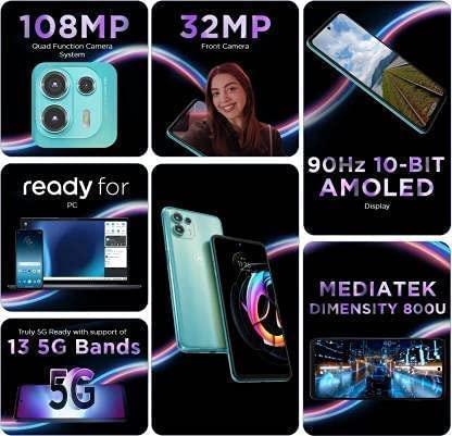 (Refurbished) Motorola Edge 20 Fusion (128 GB) (6 GB RAM) (Cyber Teal, New) - Triveni World