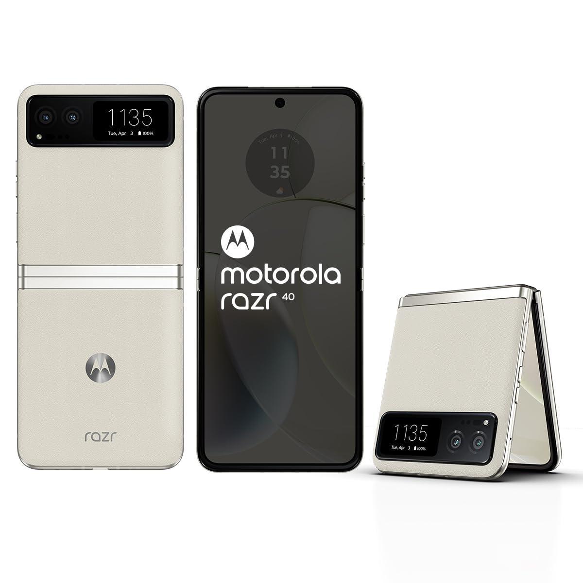 Refurbished) Motorola razr 40 (Vanilla Cream, 8GB RAM, 256GB