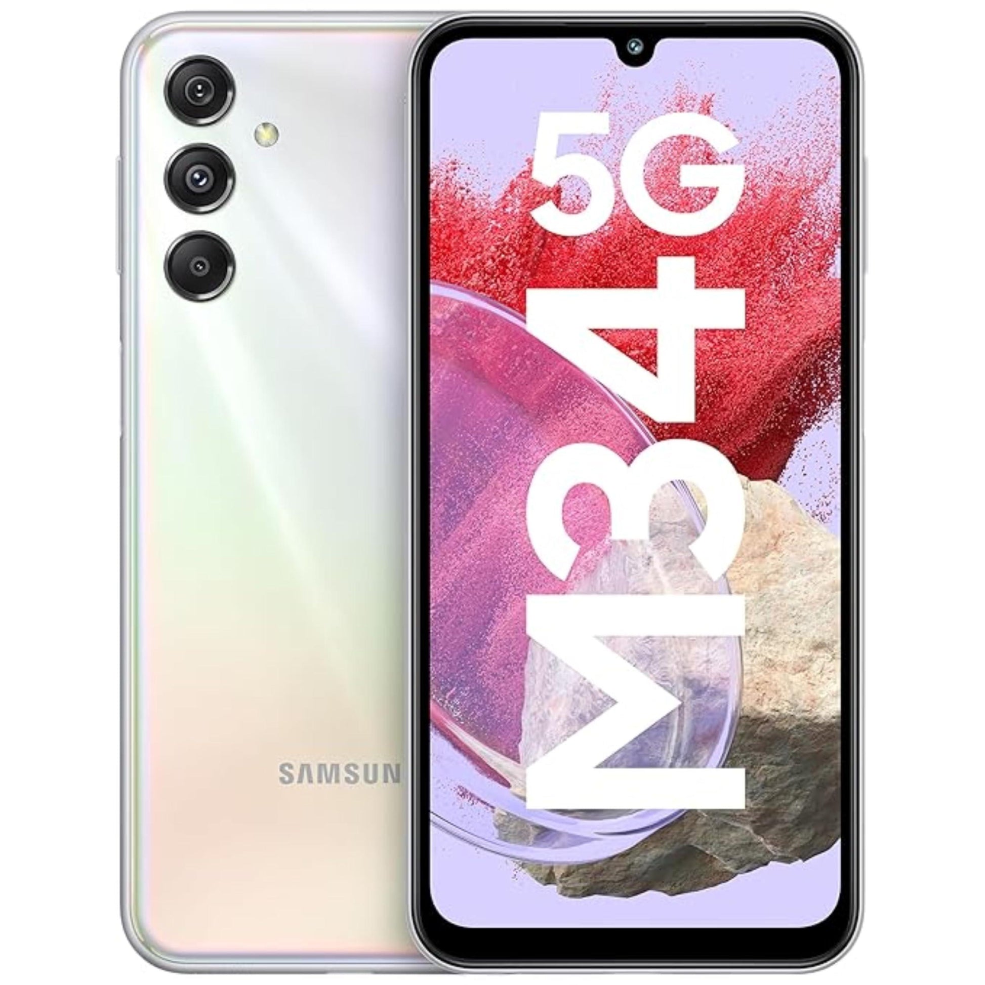 SAMSUNG Galaxy M34 5G (6GB,128GB)|120Hz sAMOLED Display|50MP Triple No Shake Cam|6000 mAh Battery|12GB RAM with RAM+|Android 13|Without Charger (Prism Silver) - Triveni World