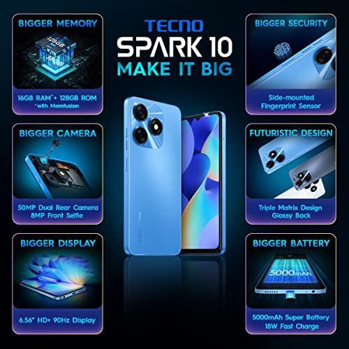 TECNO Spark 10 (Meta Blue, 8GB RAM,128GB Storage)|16GB Expandable RAM | 50MP AI Dual Rear Camera| 90Hz Refresh Rate 6.56" HD+Dot Display - Triveni World
