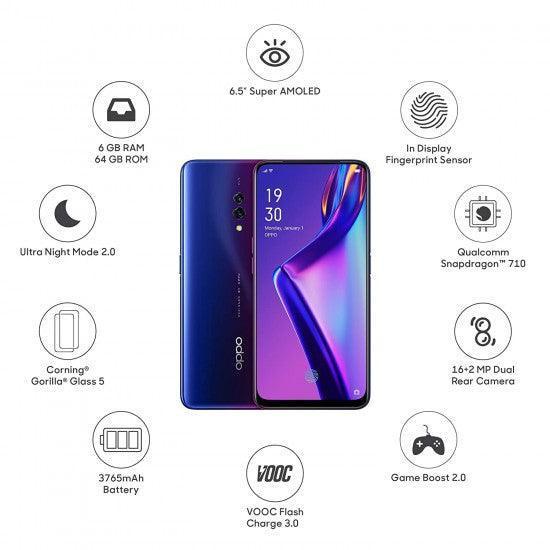 OPPO K3 (Aurora Blue, 8GB RAM, AMOLED Display 128GB Storage, 3765mAH Battery) - Triveni World