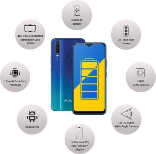 Vivo Y15 (Blue, 4GB RAM, 64GB Storage) - Refurbished - Triveni World