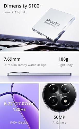 realme 12x 5G (Twilight Purple, 8GB RAM, 128GB Storage) | Upto 16GB (8+8GB) Dynamic RAM | Dimensity 6100+ Processor | 50 MP AI Camera | 7.69 mm Ultra-Slim Trendy Watch Design | 45 W SUPERVOOC Charge - Triveni World