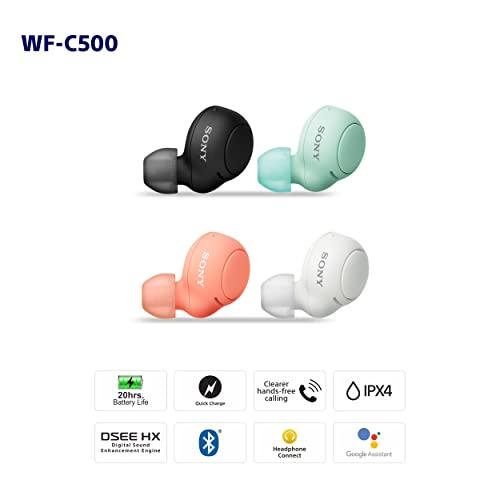 Sony WF-C500 Truly Wireless Bluetooth Earbuds with 20Hrs Battery, True Wireless Earbuds with Mic for Phone Calls, Quick Charge, Fast Pair, 360 Reality Audio, Upscale Music - DSEE, App Support - Orange - Triveni World