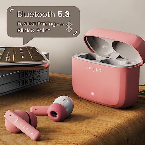 Boult Audio Z60 Truly Wireless in Ear Earbuds with 60H Playtime, 4 Mics ENC Clear Calling, 50ms Low Latency Gaming, 13mm Bass Driver, Type-C Fast Charging, IPX5 Ear Buds Bluetooth 5.3 (Flamingo Pink) - Triveni World