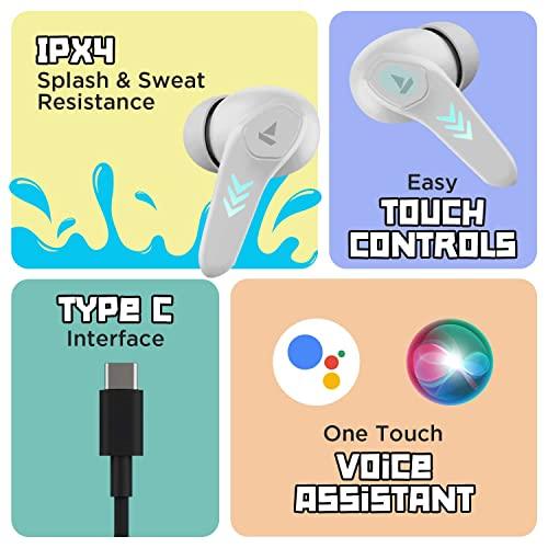 (Refurbished) boAt Airdopes 190 True Wireless In Ear Earbuds with Beast Mode(50ms) for Gaming, 40H Playtime, Breathing LEDs, boAt Signature Sound, Quad Mics ENx Tech, ASAP Charge & BT v5.3(White Sabre) - Triveni World