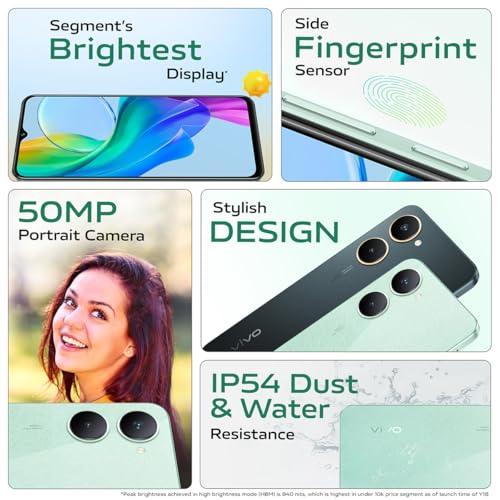 vivo Y18t (Space Black, 4GB RAM, 128GB Storage) Refurbished