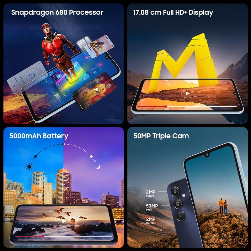 Samsung Galaxy M14 4G (Arctic Blue,6GB,128GB) | 50MP Triple Cam | 5000mAh Battery | Snapdragon 680 Processor | 2 Gen. OS Upgrade & 4 Year Security Update | 12GB RAM with RAM Plus | Without Charger - Triveni World