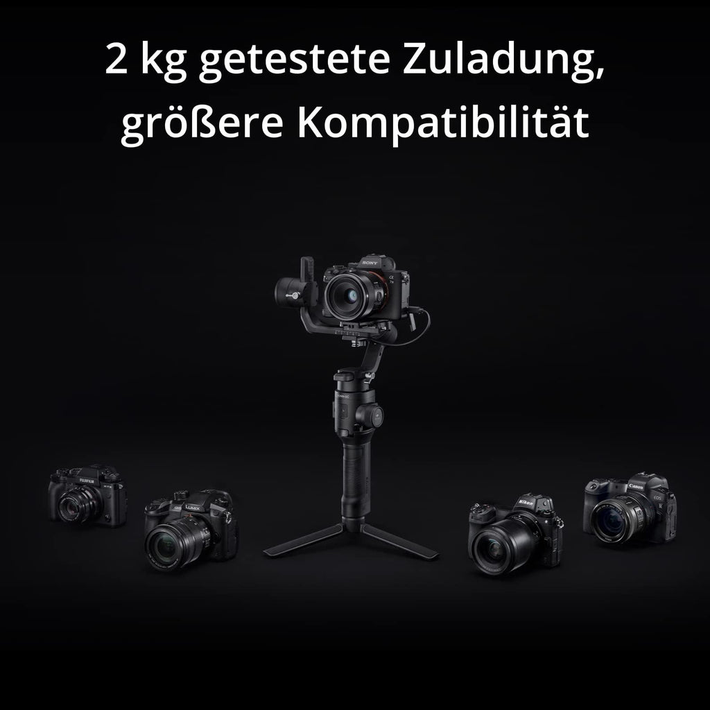 DJI RSC Lightweight and Compact, Superior Stabilization, 3-Axis Gimbal Stabilizer for Mirrorless Cameras, Nikon, Sony, Panasonic, Canon, 360 Degree Movement, 2kg Tested Payload, Axis Locks, Black - Triveni World