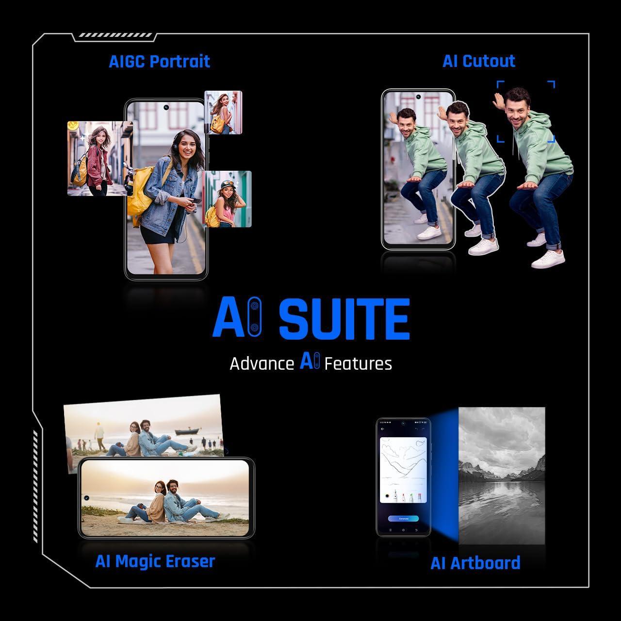 TECNO POVA 6 NEO 5G (Midnight Shadow, 8GB+256GB) Refurbished