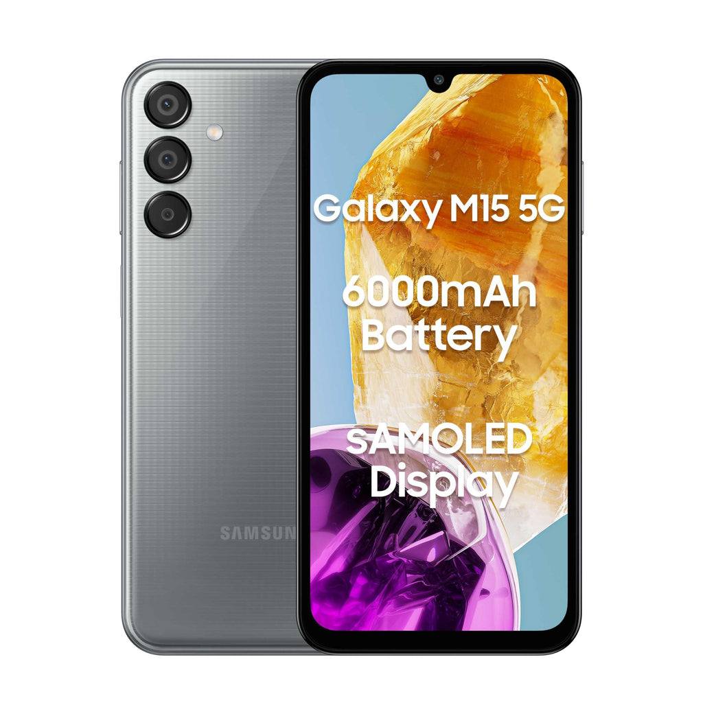 Samsung Galaxy M15 5G (Stone Grey,8GB RAM,128GB Storage)| 50MP Triple Cam| 6000mAh Battery| MediaTek Dimensity 6100+ | 4 Gen. OS Upgrade & 5 Year Security Update| Super AMOLED Display - Triveni World
