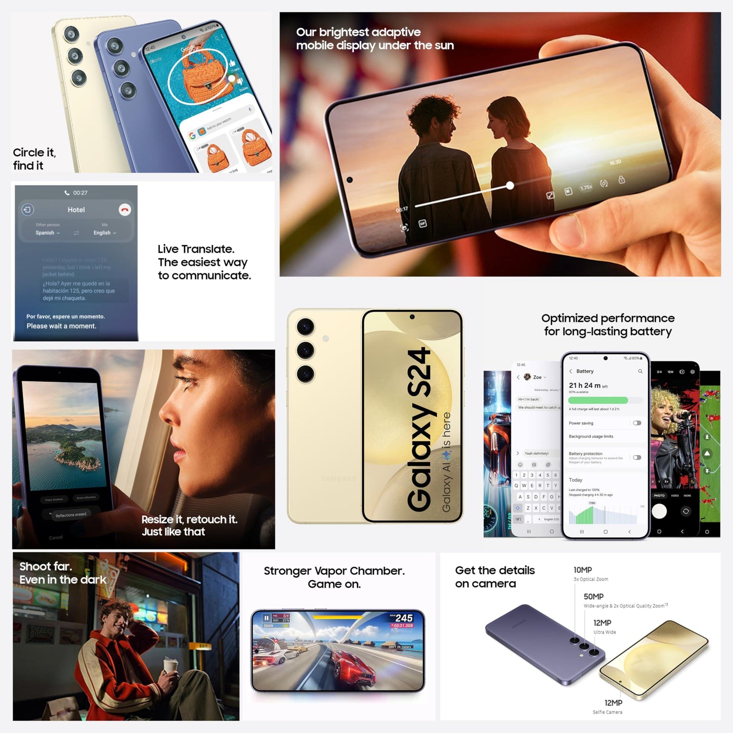 Samsung Galaxy S24 5G AI Smartphone (Marble Gray, 8GB, 128GB Storage) Preowned