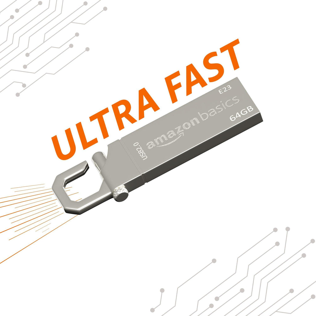 Amazon Basics 64 GB USB 2.0 Pen Drive |Flash Drive | with Key Ring (Metal) - Triveni World
