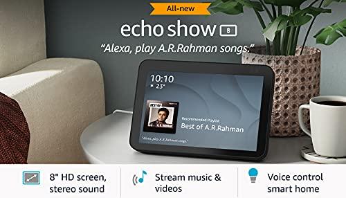 Amazon Echo Show 8 (2nd Gen) - Smart speaker with 8" HD screen, stereo sound & hands-free entertainment with Alexa (Black) - Triveni World