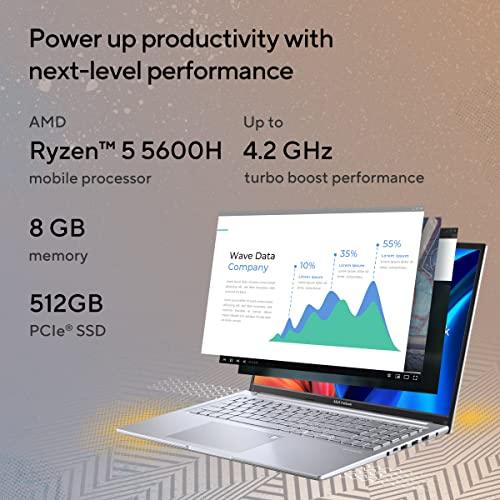 ASUS Vivobook 16X (2022), 16.0-inch (40.64 cms) FHD+ 16:10, AMD Ryzen 5 5600H, Thin and Laptop (8GB/512GB SSD/Integrated Graphics/Windows 11/Office 2021/Silver/1.80 kg), M1603QA-MB501WS - Triveni World