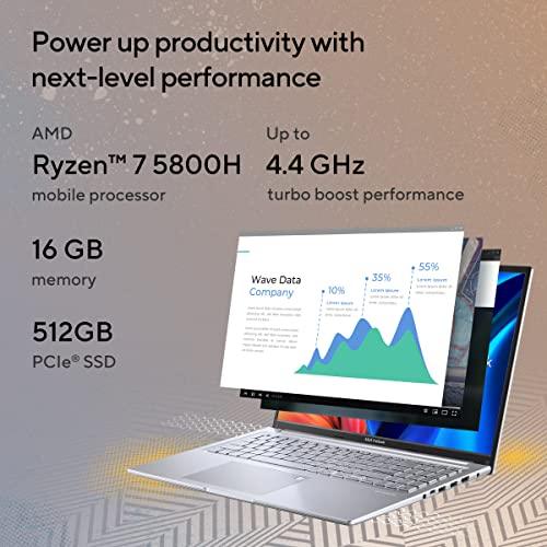 ASUS Vivobook 16X (2022), AMD Ryzen 5 5600H, 16" (40.64 cms) FHD+, Thin and Laptop (16GB/512GB SSD/Windows 11/Office 2021/Alexa Built-in/Backlit KB/FP Sensor/Silver/1.88 kg), M1603QA-MB512WS - Triveni World