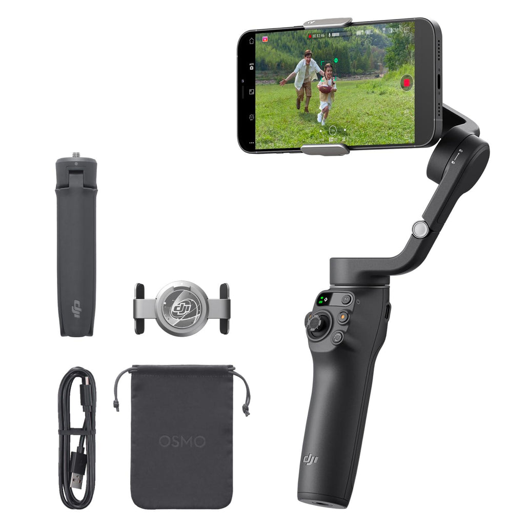 DJI OSMO Mobile 6 Smartphone Gimbal Stabilizer, 3-Axis Phone Gimbal, Built-in Extension Rod, Portable and Foldable for Android & iPhone, Vlogging Stabilizer, YouTube, Instagram Reel Video, (Black) - Triveni World