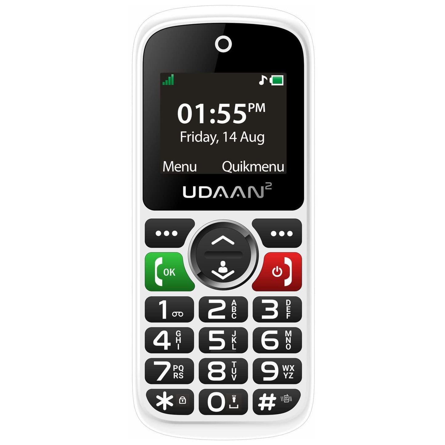 Easyfone Udaan2 1.8" Display with 20+ Senior Citizen Friendly Features Like Loud Sound, Photo Speed dial, Simple menu, SOS, Incoming Call Restriction, Auto-Call Recording, Dual SIM, White - Triveni World