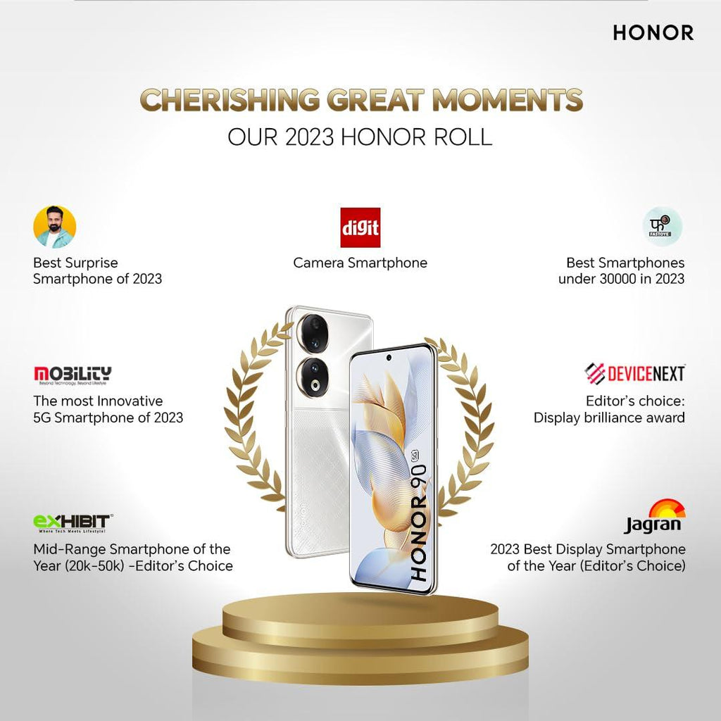 HONOR 90 (Emerald Green, 12GB + 512GB) | India's First Eye Risk-Free Display | 200MP Main & 50MP Selfie Camera | Segment First Quad-Curved AMOLED Screen | Without Charger - Triveni World