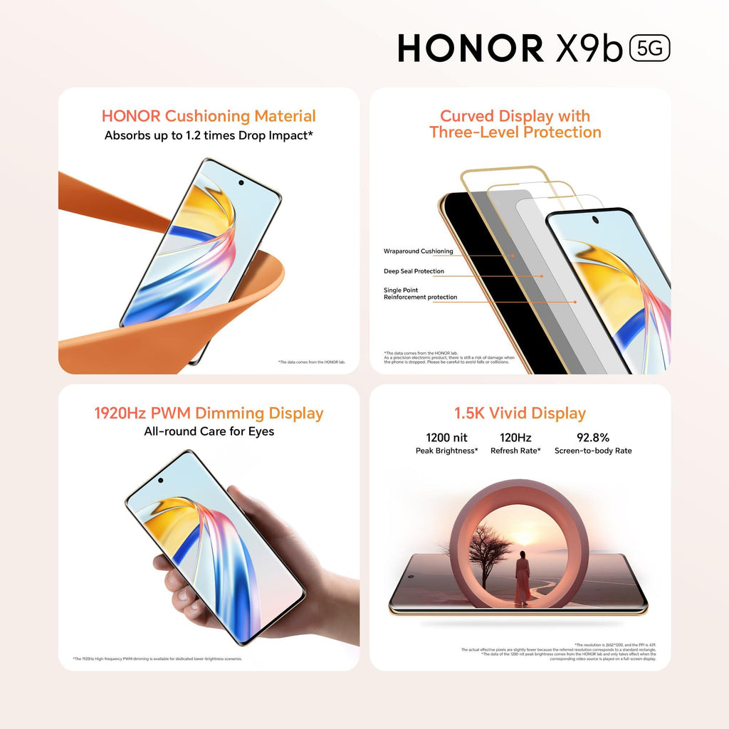 HONOR X9b 5G (Sunrise Orange, 8GB + 256GB) | India's First Ultra-Bounce Anti-Drop Curved AMOLED Display | 5800mAh Battery | 108MP Primary Camera | Without Charger - Triveni World