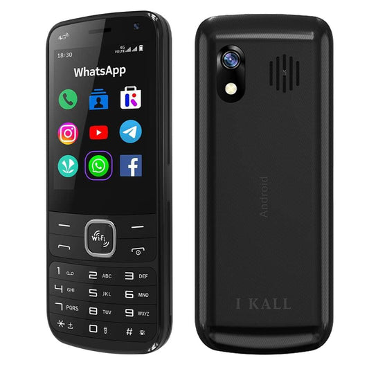 IKALL K555 Android Mobile Dual Mode Touchscreen and Keypad | 4G Sim Connectivty | WiFi | 2.8" Display, 2GB Ram 16GB Storage | Pre-Installed App - WhatsApp, Facebook, YouTube and Instagram (Black) - Triveni World