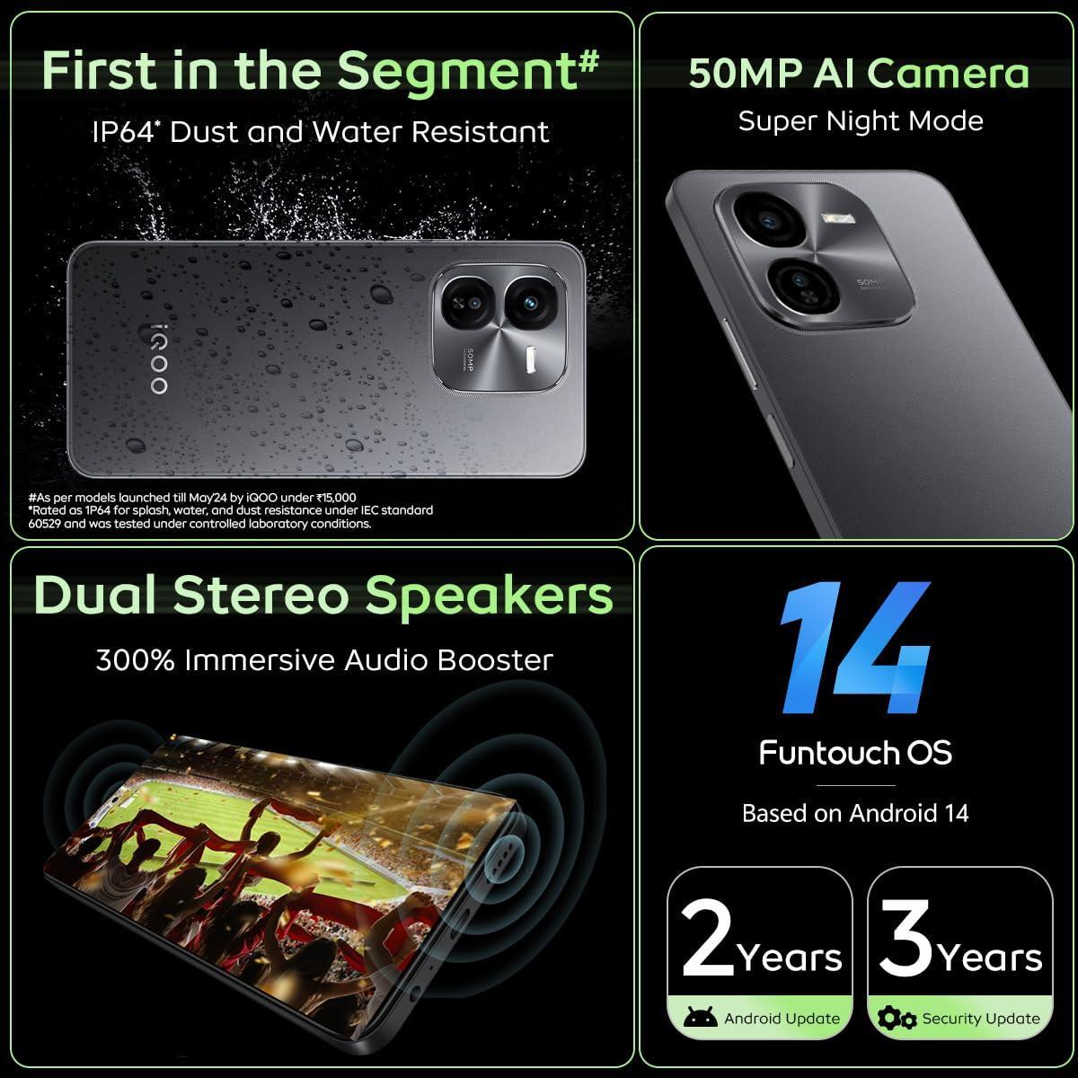 iQOO Z9x 5G (Storm Grey, 8GB RAM, 128GB Storage) Refurbished