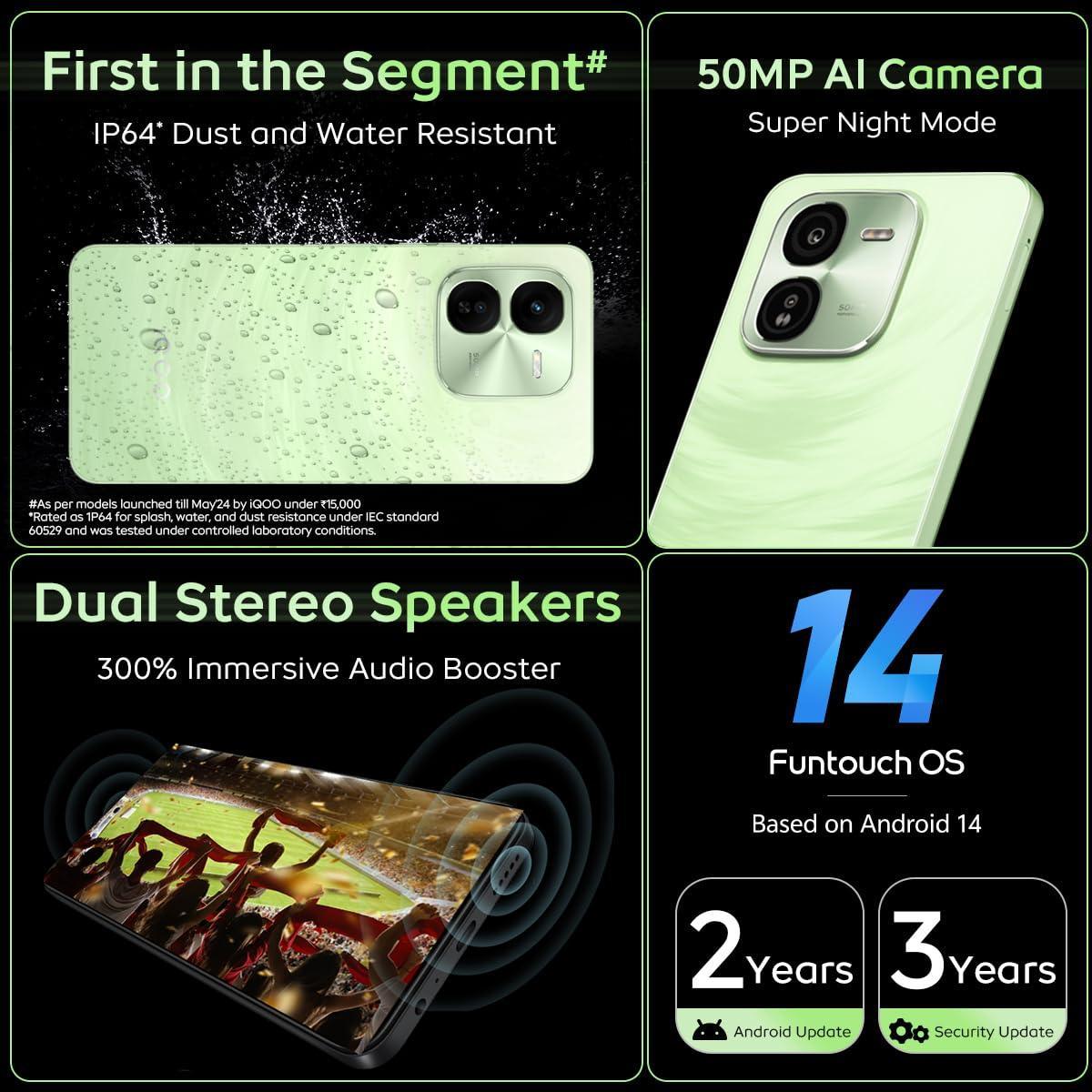 iQOO Z9x 5G (Tornado Green, 8GB RAM, 128GB Storage) Refurbished