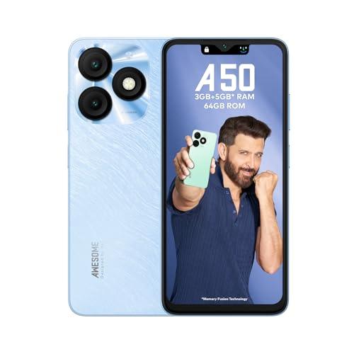 itel A50|6.6" HD+ Display with Dynamic Bar| 3GB RAM +64GB ROM, Upto 8GB RAM with Memory Fusion|Octacore Processor|8MP AI Dual Rear Cam|5000 mAh Battery | Cyan Blue - Triveni World