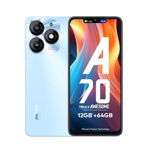 itel A70 | 12GB* RAM + 64GB ROM| 13MP Dual Rear Camera & 8MP Front Camera | 5000mAh Battery with Type-C Charging | Dynamic Bar | Side Fingerprint Sensor | Octa-Core Processor | Azure Blue - Triveni World