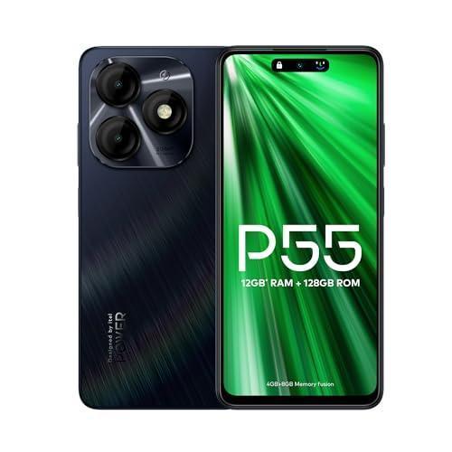 itel P55 4G | Upto 12GB RAM with Memory Fusion & 128GB ROM| 50MP AI Dual Rear Camera & 8MP Front Camera| 5000mAh Battery with 18W Charger | Dynamic Bar|UFS 2.2| Moonlit Black - Triveni World