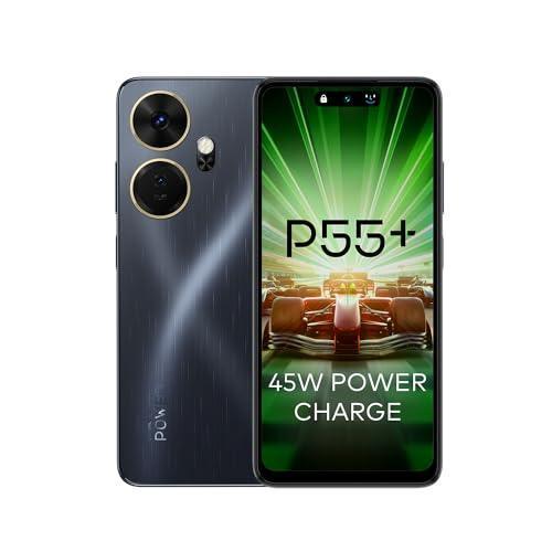 itel P55+ 4G | Upto 16GB RAM with Memory Fusion & 256GB ROM| 50MP AI Dual Rear Camera & 8MP Front Camera| 45W Charger with 5000 mAh Battery | Dynamic Bar|UFS 2.2| Meteor Black - Triveni World