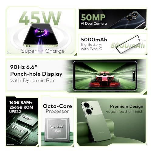 itel P55+ 4G | Upto 16GB RAM with Memory Fusion & 256GB ROM| 50MP AI Dual Rear Camera & 8MP Front Camera| 45W Charger with 5000 mAh Battery | Dynamic Bar|UFS 2.2| Meteor Black - Triveni World