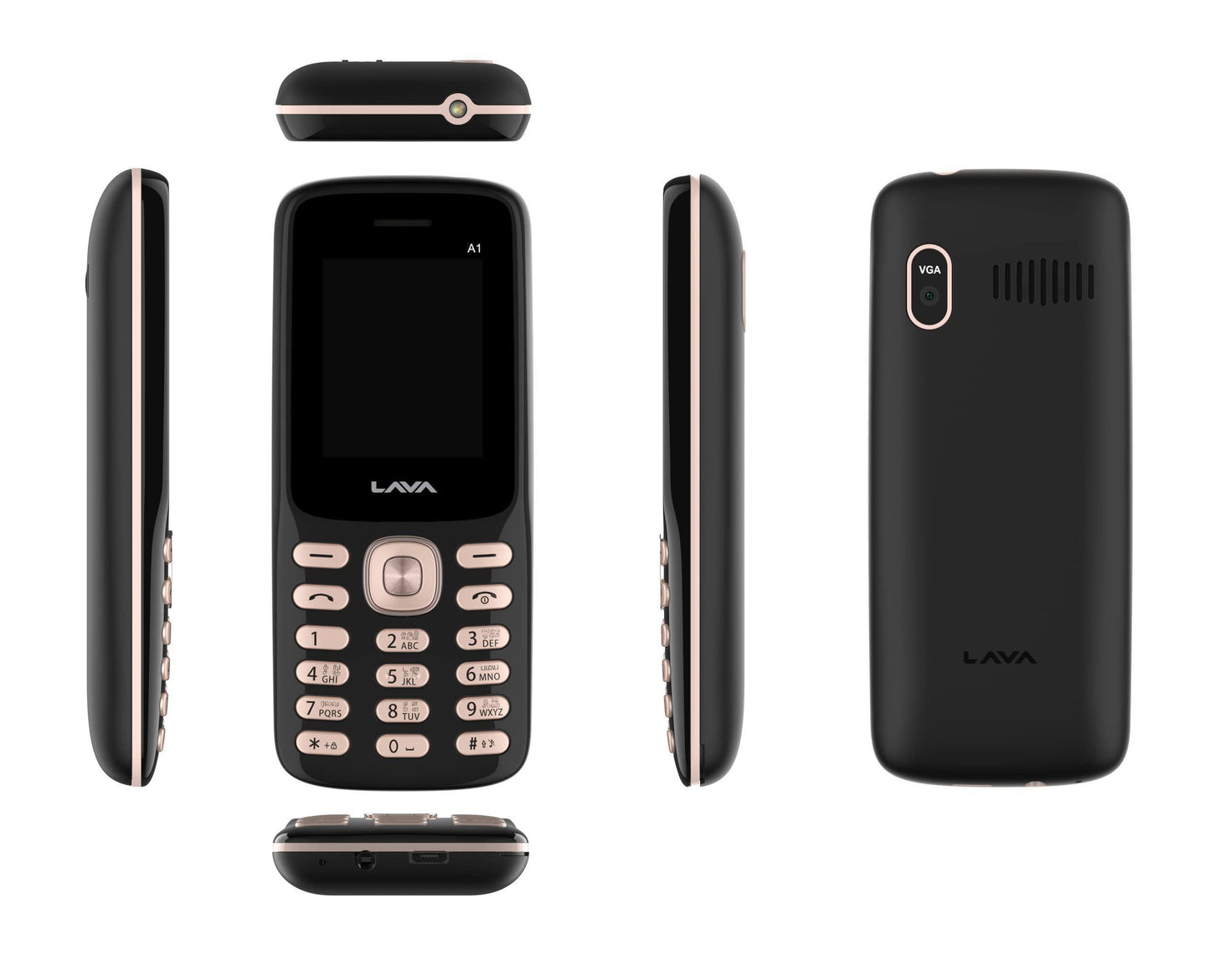 Lava A1 Tamil Keypad Mobile, Write in Tamil Language, Rear Camera, Bluetooth, 800mAh Battery Black Gold - Triveni World