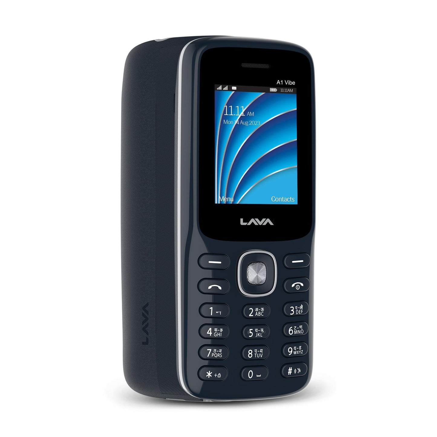 Lava All-New A1 Vibe Keypad Phone with Long Lasting Smart AI Battery, 1.77inch Display, 32 GB Expandable Memory, Bluetooth Support, Military Grade Certified | Blue Silver - Triveni World