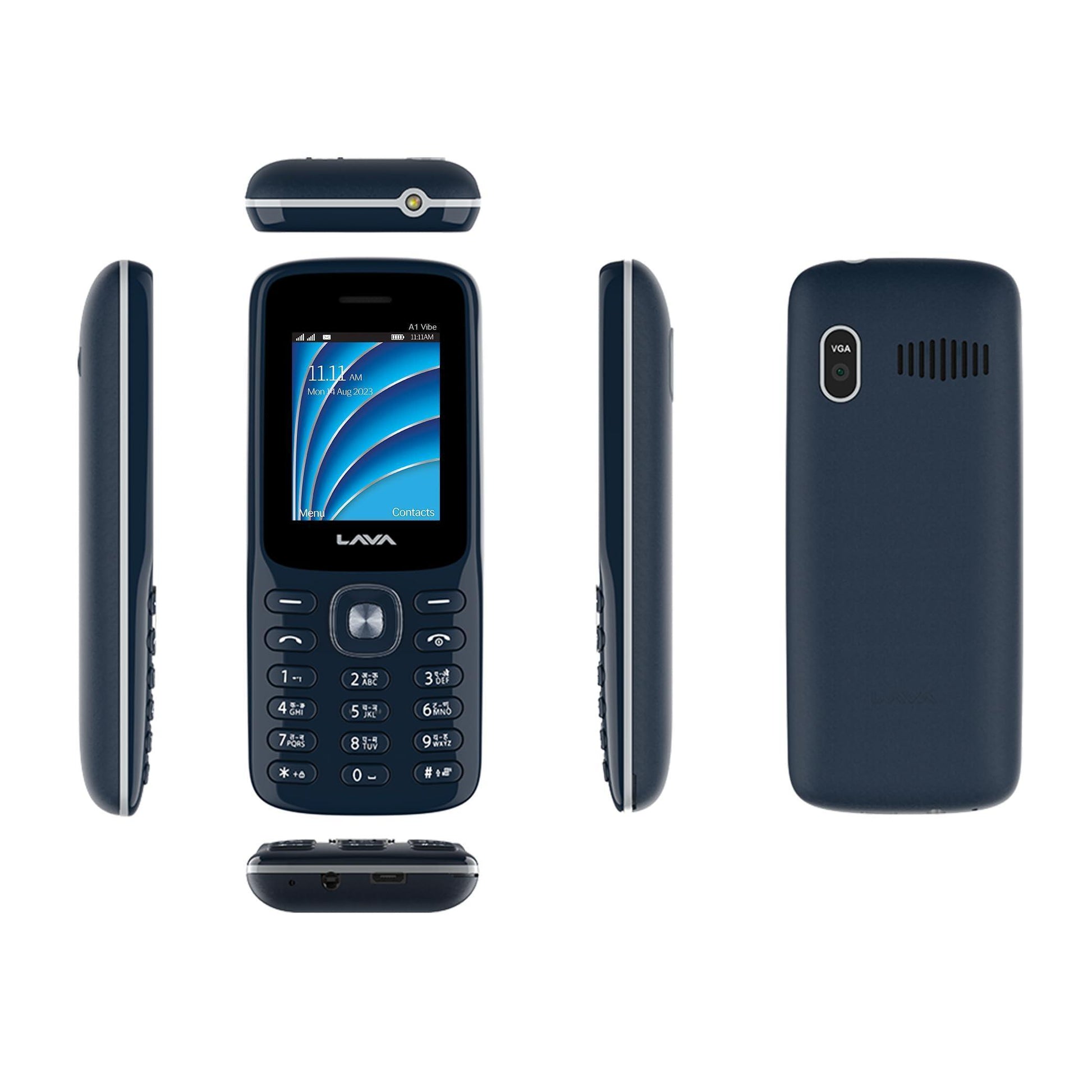 Lava All-New A1 Vibe Keypad Phone with Long Lasting Smart AI Battery, 1.77inch Display, 32 GB Expandable Memory, Bluetooth Support, Military Grade Certified | Blue Silver - Triveni World